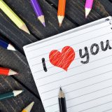 I love you text on notepad
